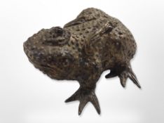 A Chinese bronze figure of a toad, length 9.