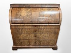 A 19th century Continental mahogany cylinder bureau,