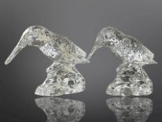 A pair of Waterford crystal humming birds,