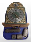 A longcase clock dial and movement with weights