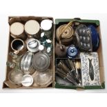 Two boxes of storage jars, kitchenalia,