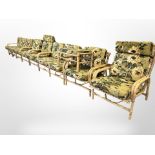 A seven piece floral upholstered bamboo conservatory suite