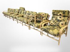 A seven piece floral upholstered bamboo conservatory suite
