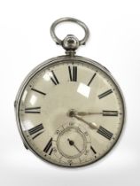 A large silver fusee pocket watch