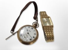 A Smith's gold plated open faced pocket watch and a further gold plated Gent's Accurist wrist watch