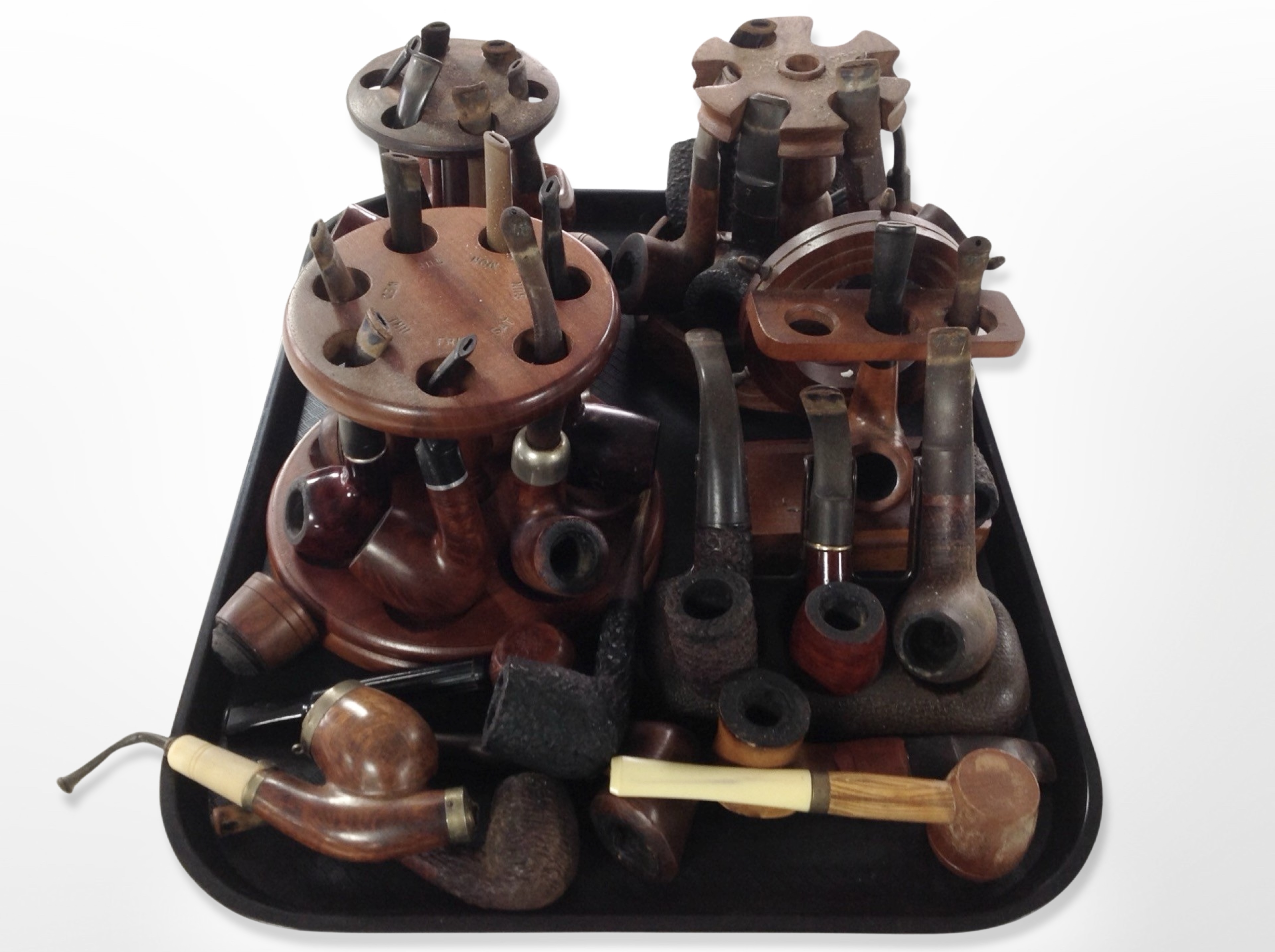 A collection of pipes on racks