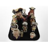 A Royal Doulton character jug - Town Crier D6530 together with a group of toby and character jugs