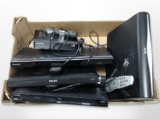 A box of Sony, Philips and others DVD players,