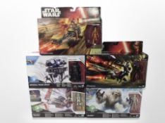 Five Hasbro Disney Star Wars figures including Imperial Probe Droid,