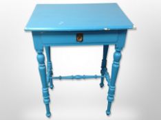 A Scandinavian painted pine side table, fitted a drawer,