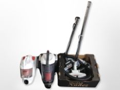 A Goblin vacuum and a John Lewis vacuum with attachments