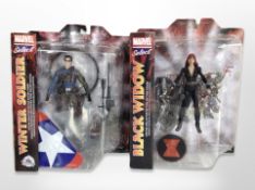 Two Marvel Select figures - Black Widow and The Winter Soldier,