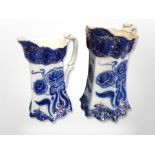 A graduated set of graduated blue and white transfer printed Trent Pottery jugs,