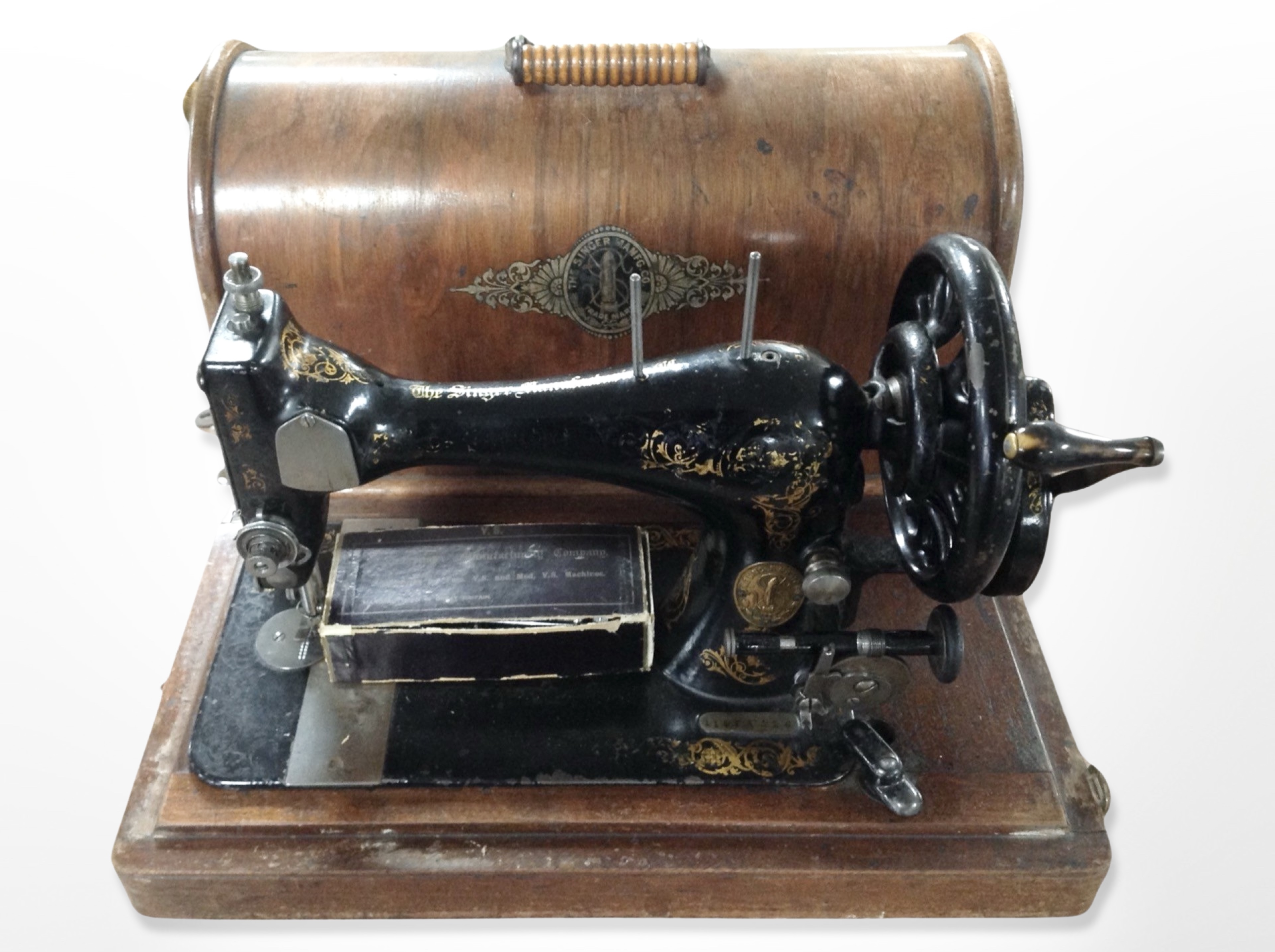 Two antique Singer hand sewing machines in boxes - Image 2 of 2