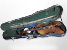 A Chinese Lark violin in case plus another 20th century violin.