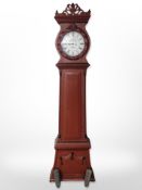 A Scandinavian painted longcased clock signed J Jensen Ronne, with pendulum and weights,