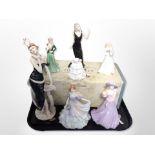 A Guiseppe Armani Florence figure of a lady in box together with several other Royal Doulton,