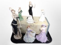 A Guiseppe Armani Florence figure of a lady in box together with several other Royal Doulton,