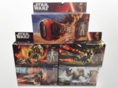 Five Hasbro Disney Star Wars figures including Imperial Speeder, Wompa,