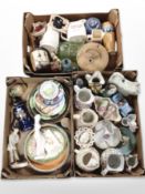 Three boxes of 20th century ceramics, porcelain jugs, Chinese ginger jar,