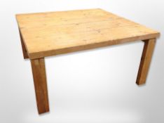 A pine square coffee table,