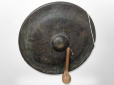 A metal gong with beater,