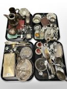 Four trays containing a large quantity of silver plated items (Q)