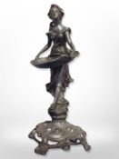 An Art Nouveau style cast metal figure,