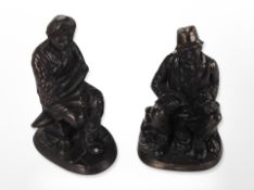 A bronzed figure of a stone mason and a further depicting a Blacksmith