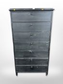 A 20th century Danish painted pine seven drawer cabinet,