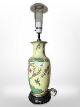 A 20th century Chinese porcelain vase converted to a table lamp,