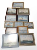 A box of assorted maritime paintings by J Shotton