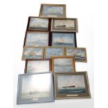 A box of assorted maritime paintings by J Shotton