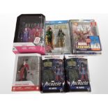 Six Hasbro, DC Collectables and Toybiz super hero figures,