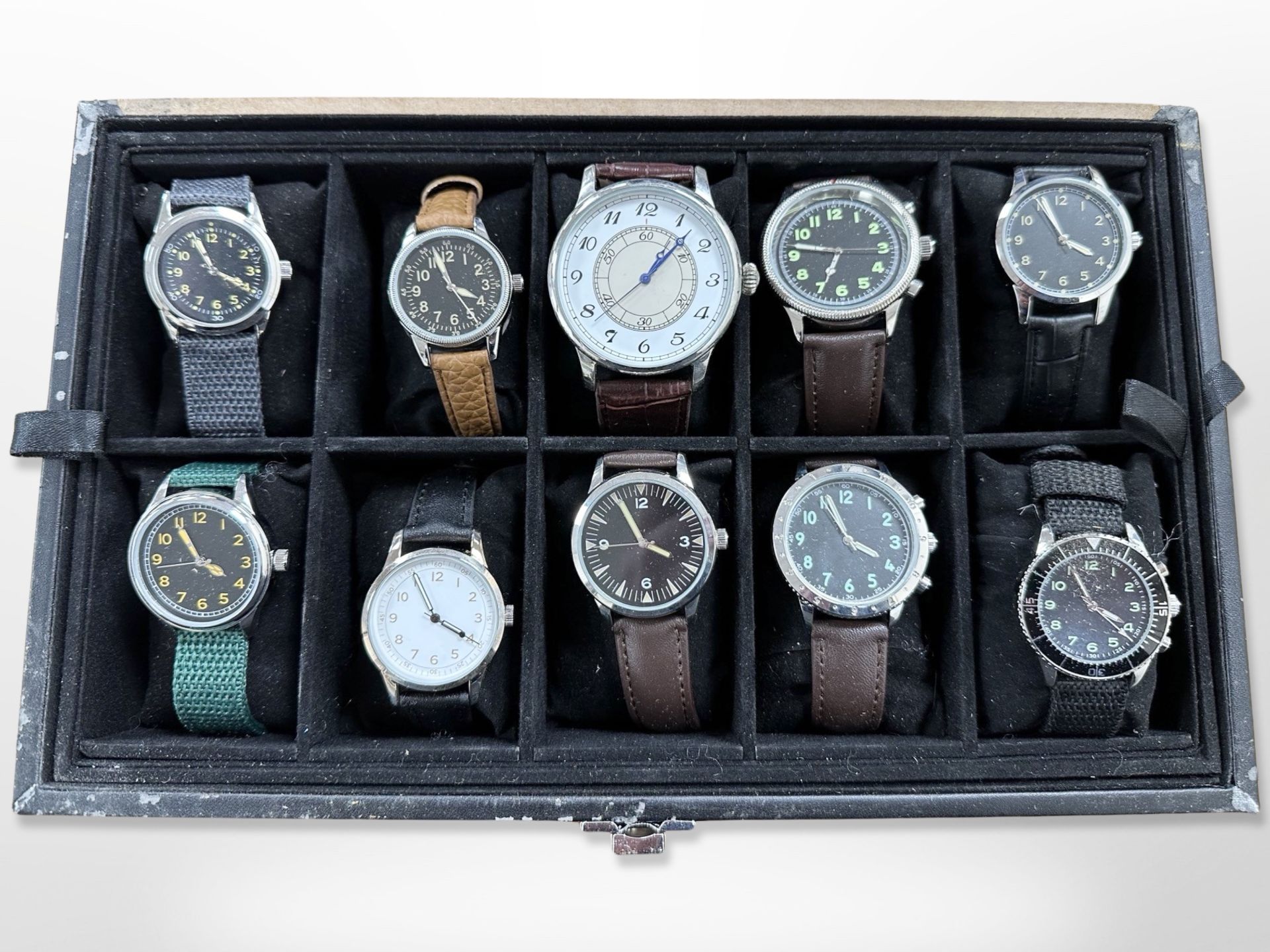 A collection of ten military style watches (10)