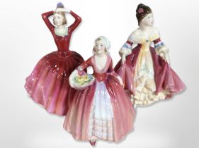 Three Royal Doulton figures, 'Janet' HN 1537, 'Southern Belle' HN 2229 and 'Katrina' HN 2327.