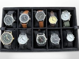 A collection of ten military style watches (10)