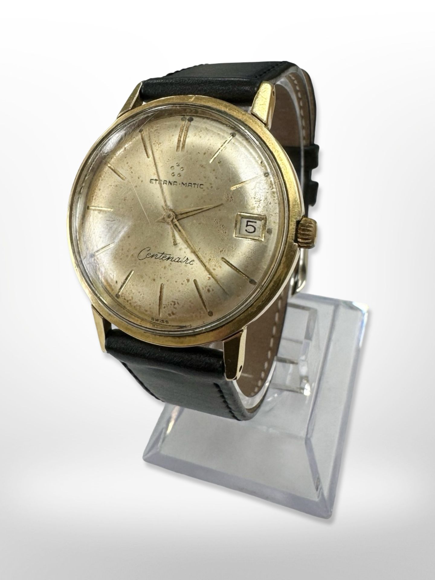 A gent's vintage Eternamatic Centenaire automatic gold plated and stainless steel centre seconds