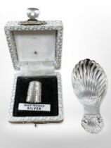 A modern silver shell caddy spoon, Birmingham 1998,