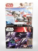 Two Hasbro Disney Star Wars figures, Tie Fighter and Resistance Ski Speeder, boxed.