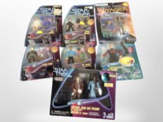 Seven Playmates Star Trek figurines, boxed.