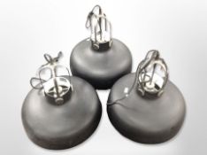 Three Scandinavian industrial style pendant light shades,