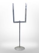 A chrome Ramlosa display stand with pedestal base, height 137cm.