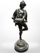 After Jean-Didier Debut (1824-1893) A late 19th/early 20th century French bronze figure 'Joueur de