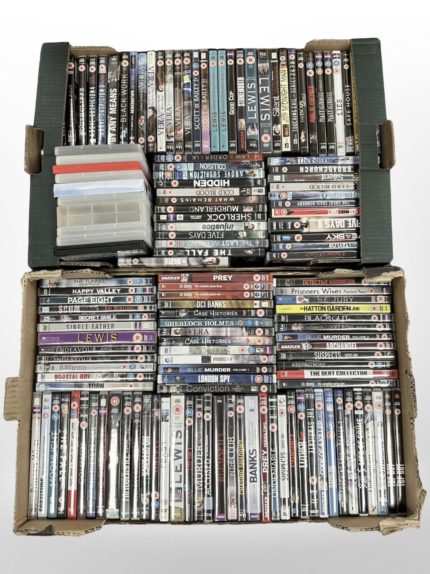 Two crates containing one hundred and forty three DVD's and DVD boxed sets : Almost exclusively