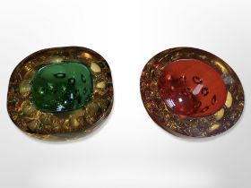 Two Murano dimpled glass bowls, diameter 14cm.