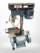 A Clarke metalworker pillar drill, and a further bench grinder.