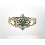 A 9ct yellow gold emerald and cubic zirconia dress ring