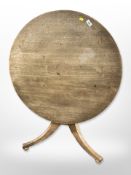 A 19th century mahogany tilt top tripod table,