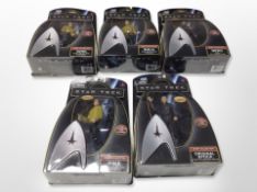 Five Playmates Star Trek figures, boxed.